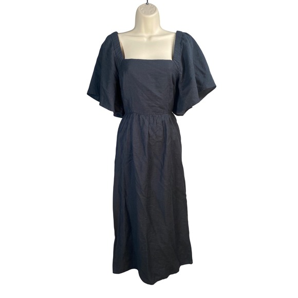 a new day Dresses & Skirts - A New Day Midi Dress Womens Medium Black Flutter Sleeve Boho Minimalist Cottage